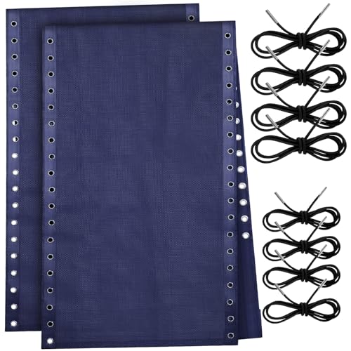 Queekay 2 Pcs Gravity Chair Replacement Fabric with 8 Bungee Cord Lounge Chair Cloth Mesh Patio Chair Repair Kit for Patio Recliner Outdoor Lawn Pool Beach Sling Chair (Blue,63" X 21") - color: Blue, size: 63" x 21"