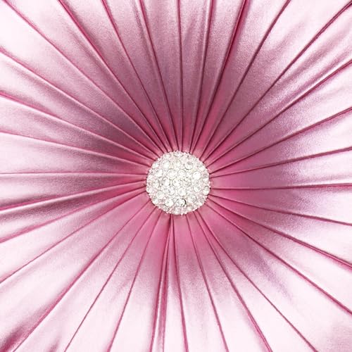 EUCIOR Round Throw Pillows,Blush Pink Throw Pillow,Soft Spandex Fabric,Pumpkin Pleated Handmade Pink Metallic Round Decorative Pillow for Sofa Bedroom Livingroom - color: Light Pink