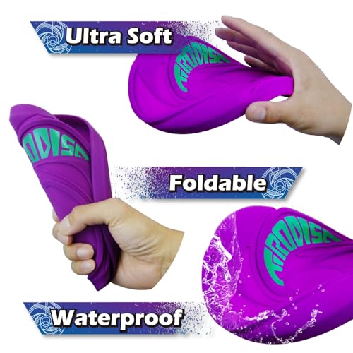 AMAZING TOYZ Tirodisc Foldable Frisbee for Kids & Adults, 20cm Soft Silicone Flying Disc - Portable Pocket-Sized Outdoor Waterproof Toy for Beach, Park, Pool Games | Easy Clean & Safe Catch - color: Purple
