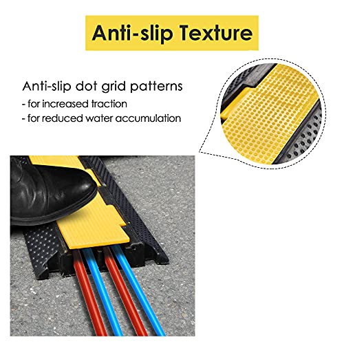Yescom Cable Ramp Protector 2 Channel Garden Hose Protecitive 22000 Lbs Load Capacity Heavy Duty Speed Bump for Road Driveway Walkway - size: 1.8"H - 2 Channel