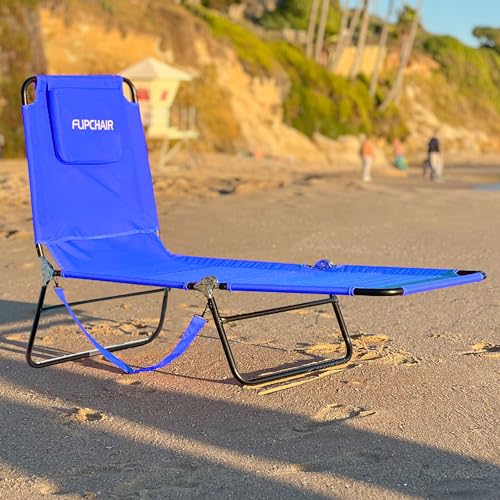 EASYGO Products Pool Chair Chaise Lounge 2 Legs Support Polyester Material Reclining Backrest Head Rest Pillow Great for Beach, Home, Backyard, Outdoor, Patio, Pool, Camping, Lawn or Deck Color TAN - color: Ecochair-blue