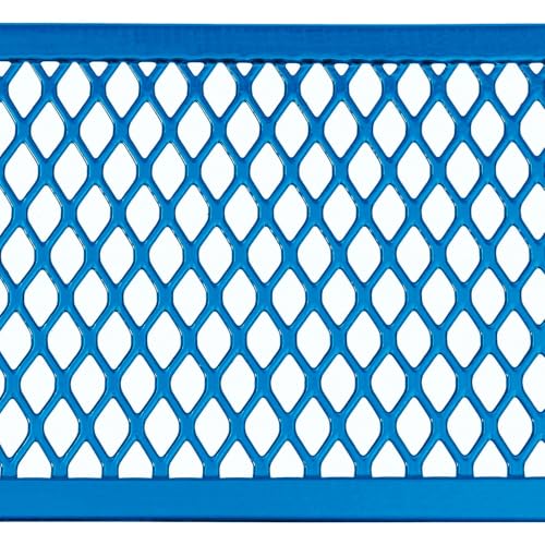 Global Industrial 6’L Rectangular Picnic Table, Expanded Metal, Blue Thermoplastic Coating, Attached Benches, 1-1/2” Umbrella Pole Hole, Outdoor-Rated, 1000 lb Capacity, 72” x 30” Tabletop - color: Blue