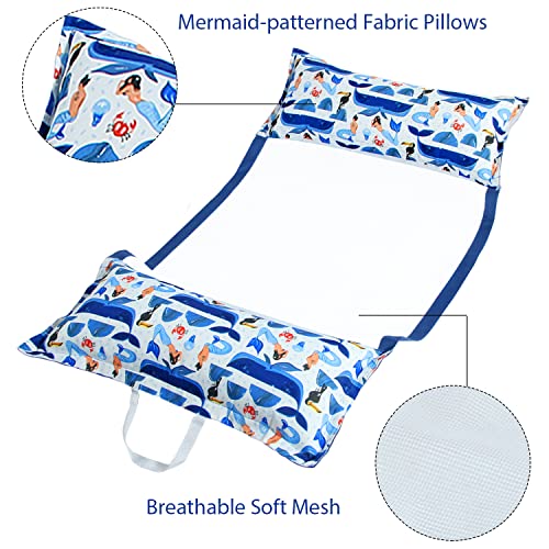 FindUWill 2-Pack Fabric Pool Floats, Inflatable Water Hammocks, XL Large Pool Float Lounger Chair for Adult - color: T-Green&Blue Mermaid