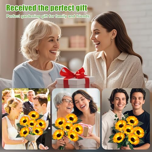 ostritec Sunflower Solar Lights Outdoor Decor, 4 Pack Solar Garden Decor 24 Waterproof Solar Sunflower Outdoor Lights for Garden Patio,Flower Bed, Pathway, Gift for Women, Mom, Grandma - style: Sunflower-4 Pack