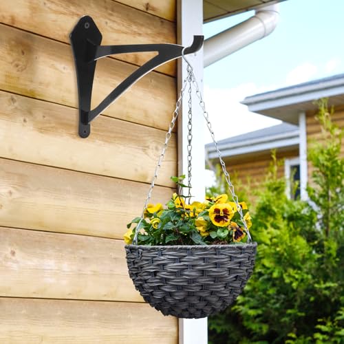 2 Piece 8-Inch Outdoor Decorative Iron Lantern Hooks for Wall Hanging Hummingbird Feeder Windchime Plant Hanger, Black - size: 8 Inch
