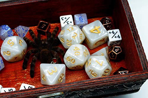 Dice- 25mm DND RPG Dice Set for Dungeons and Dragons D&D Pathfinder MTG Role Playing Dice Giant White Polyhedral Dice with Dice Bag - color: White