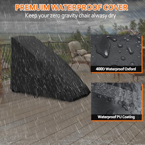 STARTWO Zero Gravity Chair Cover Outdoor Waterproof Folding Lounge Armchair Cover for Zero Gravity Chair with Storage Bag, Black