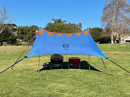 Neso Sidelines 1 Sports Tent - Lightweight and Portable Sun Shelter and Shade Tent for Outdoor Activities - Patented Reinforced Corners - UPF 50+ Sun Protection - 5.5 ft Tall, 7 x 4.5 ft - color: Blue Orange Checkers