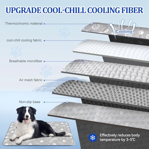 MH MYLUNE HOME Upgrade Cooling Mat for Pets, 28”x39” Cool-Chill Fiber Reinforced Padding, Heat-Absorbing Color-Changing Pet Pad, Foldable/Washable Summer Bed - size: Large: 28"x39"