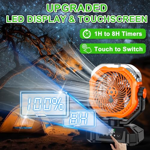 Portable Misting Fan, 20000mAh Rechargeable Camping Fan with 360mL Water Tank & LED Lantern, 5 Speed Wind Battery Powered Protable with Mist For Patios, Camping, Travel, Beach - size: 20000mah-misting