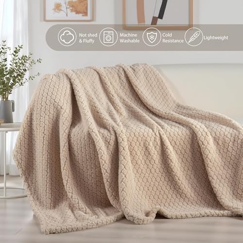 Exclusivo Mezcla Fleece Throw Blanket for Couch and Bed,Extra Soft Warm Decorative Fuzzy Throws for Women,Lightweight Cozy Blankets Size 50x60 Inches, Camel - color: Camel, size: Throw ( 50x60 IN )