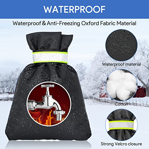 DELUX Outdoor Faucet Covers for Winter 9.05" H X 6.89" W 2 Pack, Outside Garden Faucet Socks for Freeze Protection, Reusable Waterproof Insulated Spigot Cover (Thicker) - style: Black2
