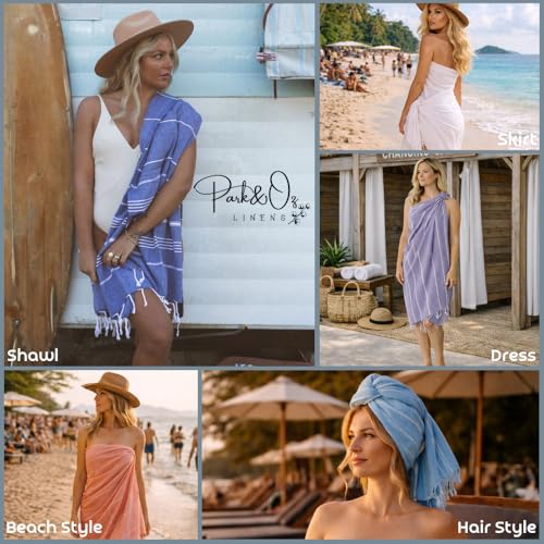 Park Oz Turkish Beach Towels – Oversized 100% Cotton Quick-Dry Absorbent Sand-Free Blanket 72"x40" Extra Large Lightweight Pool Towel for Adults Women Men Packable Sand Resistant Perfect (Dark Gray) - color: Dark Gray