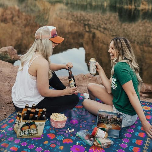 Picnic Blankets Waterproof Extra Large, 80"x 80" Outdoor Beach Blanket Sandproof Oversized Foldable Lightweight Portable 3-Layer Camping Mat for Parks,Hiking,Travel,Music Festival(Flowers) - color: Blue-purple, size: 6'8" x 6'8" (Square)