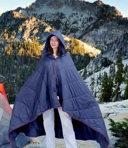 Outdoor Puffy Camping Blanket, Lightweight Down Alternative Puffy Waterproof Stadium Blanket with Portable Bag, Lightweight Camping Blanket for 2 People, Cold Weather, Sports, Travel, Car, 79*54 inch - color: Blue