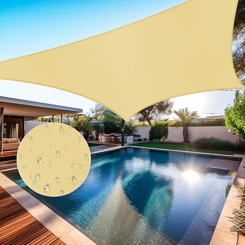 Shade&Beyond Waterproof Sun Shade Sail 12'x12' Rectangular Sand Shade Sail, UV Block Sun Shades Outdoor, Shade Canopy for Garden Patio Backyard Lawn Deck - color: Sand, size: 1 2' X 1 2', style: Rectangle