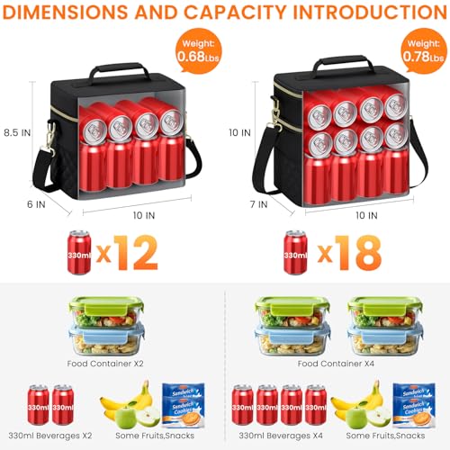 Tenot Insulated Lunch Box for Women Reusable, Leak Proof Cooler Lunch Bag Women for Work Stylish Quilted Lunch Tote Bag for Adult Picnic Travel Hiking Black - color: Black