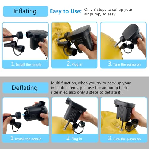 Newpol Inflatable Bed Pump, Electric Air Pump with Free Swimming Ring for Air Mattress Beds, Inflatable Swimming Pools, Swimming Rings - size: 12V car plug
