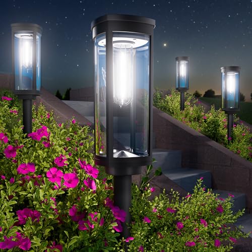 BITPOTT Bright Solar Pathway Lights, 2 Pack Solar Lights Outdoor Waterproof IP65, Auto On/Off Pathway Landscape Lighting, Outdoor Light for Yard Garden Walkway Landscape Lawn Patio Lighting - color: Cool White, size: 2 Pack