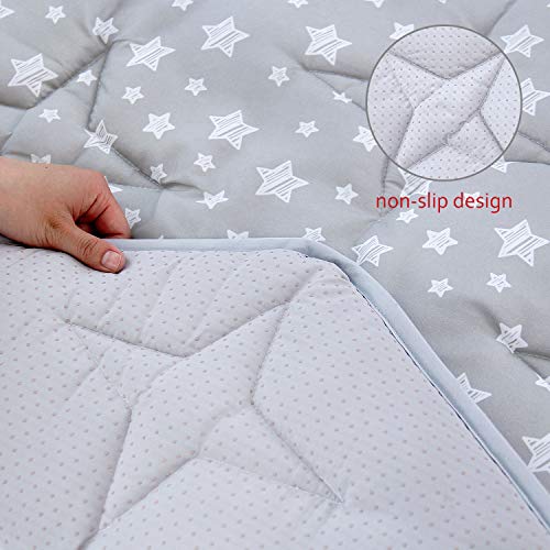 Hexagon Playpen Mat Compatible with Bend River Baby Play Pen, Hexagon Play Mat, Non Slip and Padded Play Mat Grey with Star Print - color: Grey With Star, size: for Bend River Baby Playpen with Canopy
