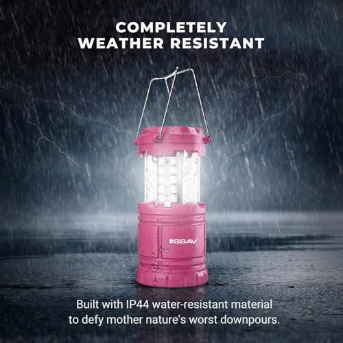 2 Pack LED Camping Lantern, LED Lanterns, Suitable Survival Kits for Hurricane, Emergency Light for Storm, Outages, Outdoor Portable Lanterns, Collapsible (Batteries Included) - color: Pink