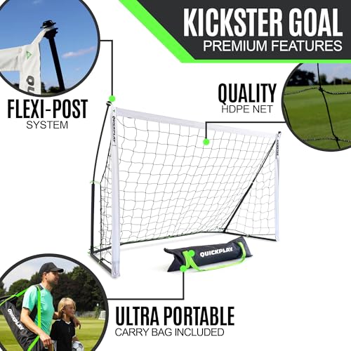 QUICKPLAY Kickster Soccer Goal Range – Ultra Portable | Quick and Easy Set Up | Includes Net and Carry Bag | Available in 7 Sizes | Backyard Soccer Net for Kids & Adults [Single Goal] - style: 6 x 4'