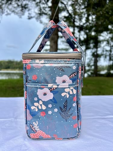 Kwang Min Floral Insulated Lunch Bag for Women,Reusable Lunch Box,Large Cooler for Office,Picnic Outdoors,Premium Quality Waterproof Fabric,Ideal Gift for Outdoors and work (Foliage) - color: Foliage