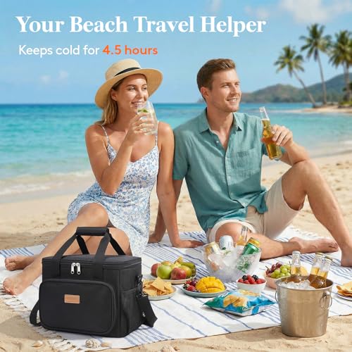 Lifewit Large Lunch Bag, Insulated Lunch Box, Soft Cooler Cooling Tote for Adult Men Women, Black 24-Can (15L) - color: Black, size: Large(15L)