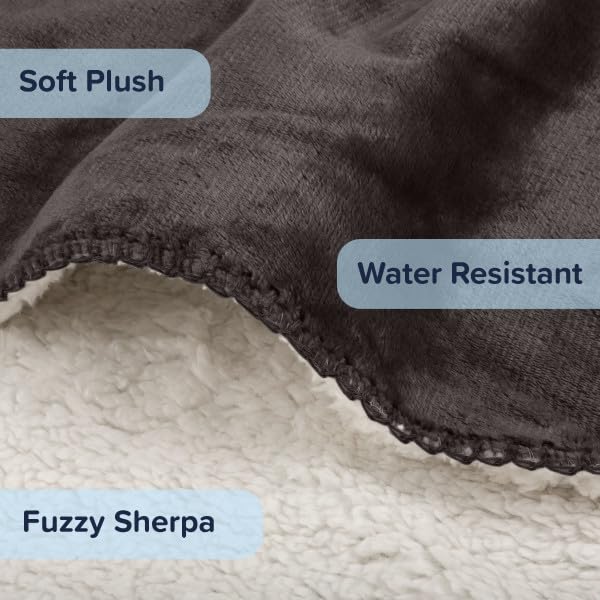 Waterproof Pet Blanket Collection– Reversible Throw Protects Couch, Car, Bed from Spills, Stains, or Fur – Dog and Cat Blankets by PETMAKER Dark Gray Large - color: Dark Gray, size: Small
