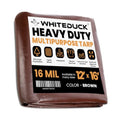 WHITEDUCK 12' x 16' Super Heavy Duty Poly Tarp Thick 16 Mil, Waterproof 100% UV Resistant Rip/Tear Proof Tarp w/Rustproof Grommets & Reinforced Edges (Finished Size: 11'6"x15'6") - color: Brown- 16 Mil, size: 12' x 16'