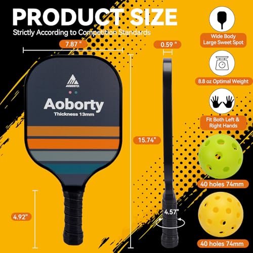 AOBORTY Pickleball Paddles 4 Pack - USAPA Light Graphite Premium Rackets Fiber Face & Polymer Honeycomb Core Pickleball Set with 4 Outdoor Indoor Balls Including Portable Carry Bag - color: Black and Grey