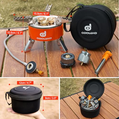 Odoland 5000W Portable Camping Stove Lightweight Camp Stove Collapsible Backpacking Stove with EVA Box for Outdoor Camping Cooking Hiking and Picnic - style: 5000W