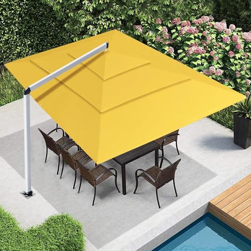 EliteShade USA Atlas 3-Tier 10x13FT Full Aluminum Cantilever Patio Umbrella for Outdoor Restaurant Garden Courtyard Deck Pool and Marketing with Light (No battery), Sunflower Yellow - color: Sunflower Yellow, style: 10×13FT Atlas