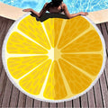 Round Beach Towel Oversized , 59" Circle Beach Blanket with Tassel , Microfiber Round Beach Towel with Fringe , Large Picnic Yoga Mat Kids Play Area Rug , Tropical Fruits Swim Pool Towels (lemon) - color: Lemon