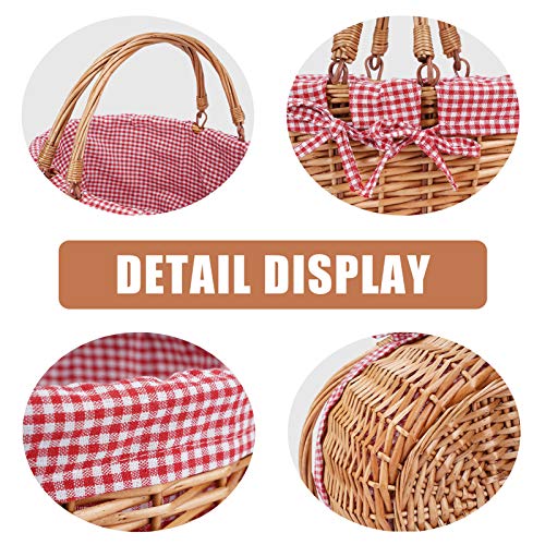 Picnic Outdoor Blankets Waterproof Extra Large - Beach Mat Foldable with Carry Strap Camping Woodchip Picnic Basket with Double Folding Handles, Natural Woven Basket, Gift Packing Woven Basket