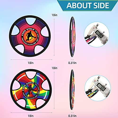 TurnWay Outdoor Two Soft Frisbee Throwing Disc, Flying Disc, Flying Saucer for Man and Woman in Yard, Beach, Lawn, Camping, Pool (Halo+Rainbow) - color: Halo+rainbow