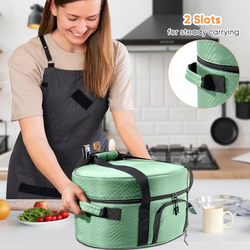 Insulated Slow Cooker Carrying Bag for 6-8 Quart CrockPot and Hamilton Beach Slow Cooker with See-thought Window, Portable Carrier Case with Adjustable Band and Accessory Pocket - color: Teal