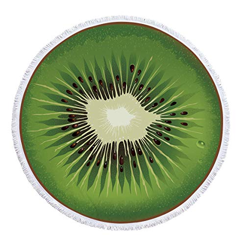 Oversize Fruit Round Beach Towel with Tassel Multi-Purpose Yoga Mat Kids Crawl Pads Towel Blanket Microfiber Circle Large Towel for Adults Teens - 59" (Kiwi) - color: Kiwi