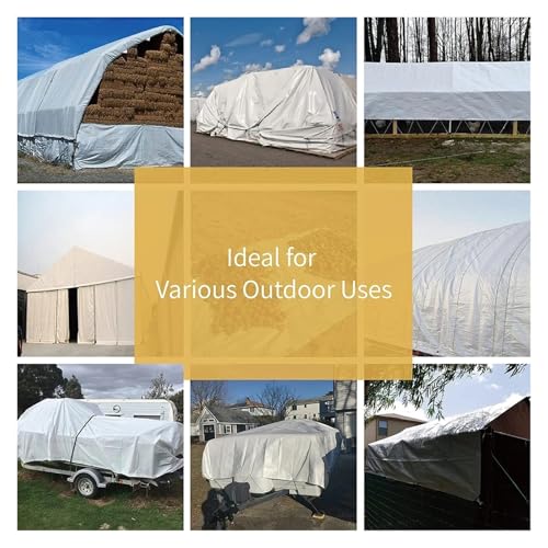 Large Tarp White Outdoor Sun Shade Awning Waterproof Tarpaulin Uv Blocking Tent Camp Rain Cover Canopy(2mx4m)
