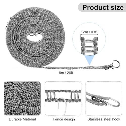 uxcell Windproof Clothesline, 8M 26ft Plastic Non-Slip Clothes Drying Rope Portable Travel Clothesline for Courtyard Outdoor Laundry Camping, Grey - color: Gray, size: 26.2ft