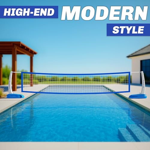 GoSports Splash Net PRO Pool Volleyball Net - Red, White, or Blue - Includes 2 Water Volleyballs and Pump - color: Blue