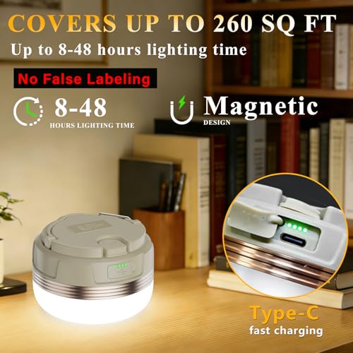 LED Camping Light Rechargeable, 1200LM High Brightness Tent Light with Magnet & 4 Modes Camping Lantern, Portable Hanging Lantern for Power Outages, Hurricanes, Home Emergency, Outdoor - color: 1 Pack
