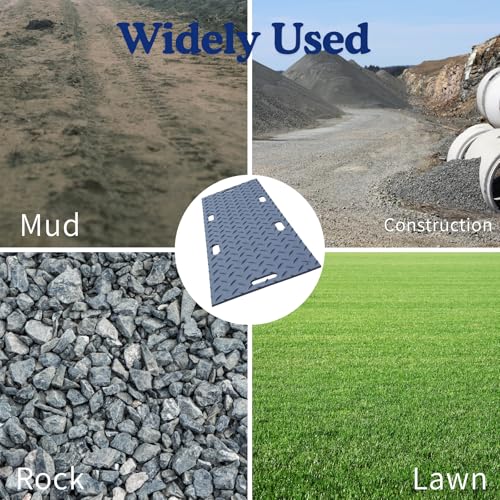 2 Pack 2'x4' Ground Interlocking Protection Mats, Ergonomic Portable Handles, High Load Capacity Ground Mats for Lawn, Dirt