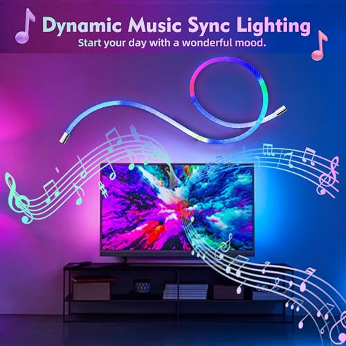 16.4ft LED Neon Rope Lights, Waterproof Music Sync Strip Lights with Remote & APP Control, USB-Powered Flexible Lighting for Christmas Halloween Decor, Gaming Room Bedroom Indoor Outdoor Decoration - size: 16.40 ft