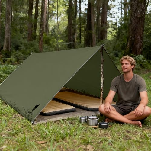 GEERTOP Waterproof Hammock Tarp Ultralight Backpacking Shelter with Detachable Side Wall - Outdoor Camping Survival Sun Shade Awning