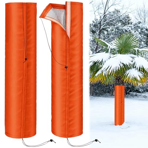 2Pcs Palm Tree Trunk Protectors(Dia 7.9") - 3 Layers Thermal Winter Tree Trunk Freeze Covers with Drawstring for Winter Tree Protection,Plant Trunk Covers Freeze Protection for Outdoor Cold Weather