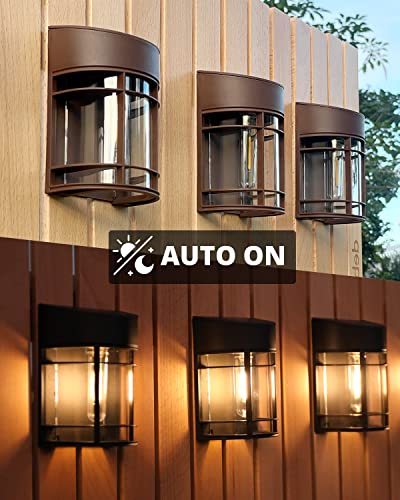 Solar Lights Outdoor, 12 Pack Solar Fence Lights, Waterproof Led Outdoor Solar Lights for Yard Patio Step Deck Stairs Garden Decor, Brown - color: Brown, size: 12 Pack