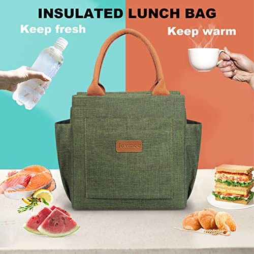Joymee Lunch Bag Women Insulated Lunch Box Reusable Leakproof Large Spacious Cooler Tote for Womens Mens Adults with Bottle Holder and Side Pockets for Work Office Travel Picnic - Green - color: 04 Green