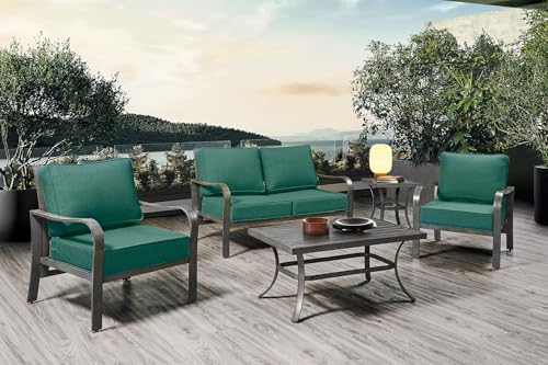 ARTPLAN Deep Seat Outdoor Patio Chair Cushions,2-Piece Seat and Back Cushion Set 24x24x6 and 18x24 Inches,Square，Aqua - color: Aqua