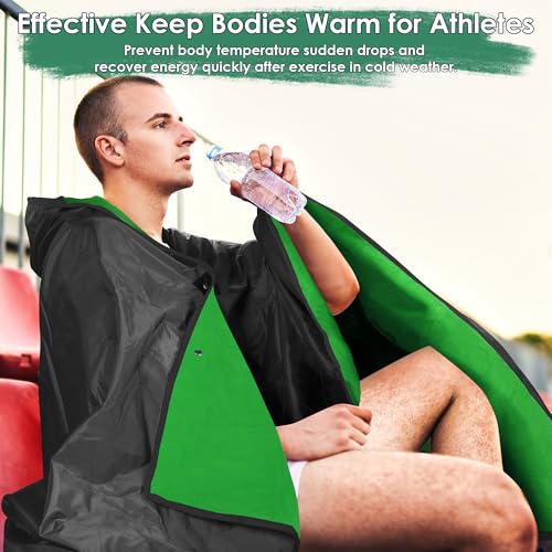 Catalonia Waterproof Stadium Blanket, Windproof Wearable Poncho for Football Sideline & Sports Events for Fans, Portable, Durable Outdoor Blanket for Camping & Tailgating - color: Black / Green